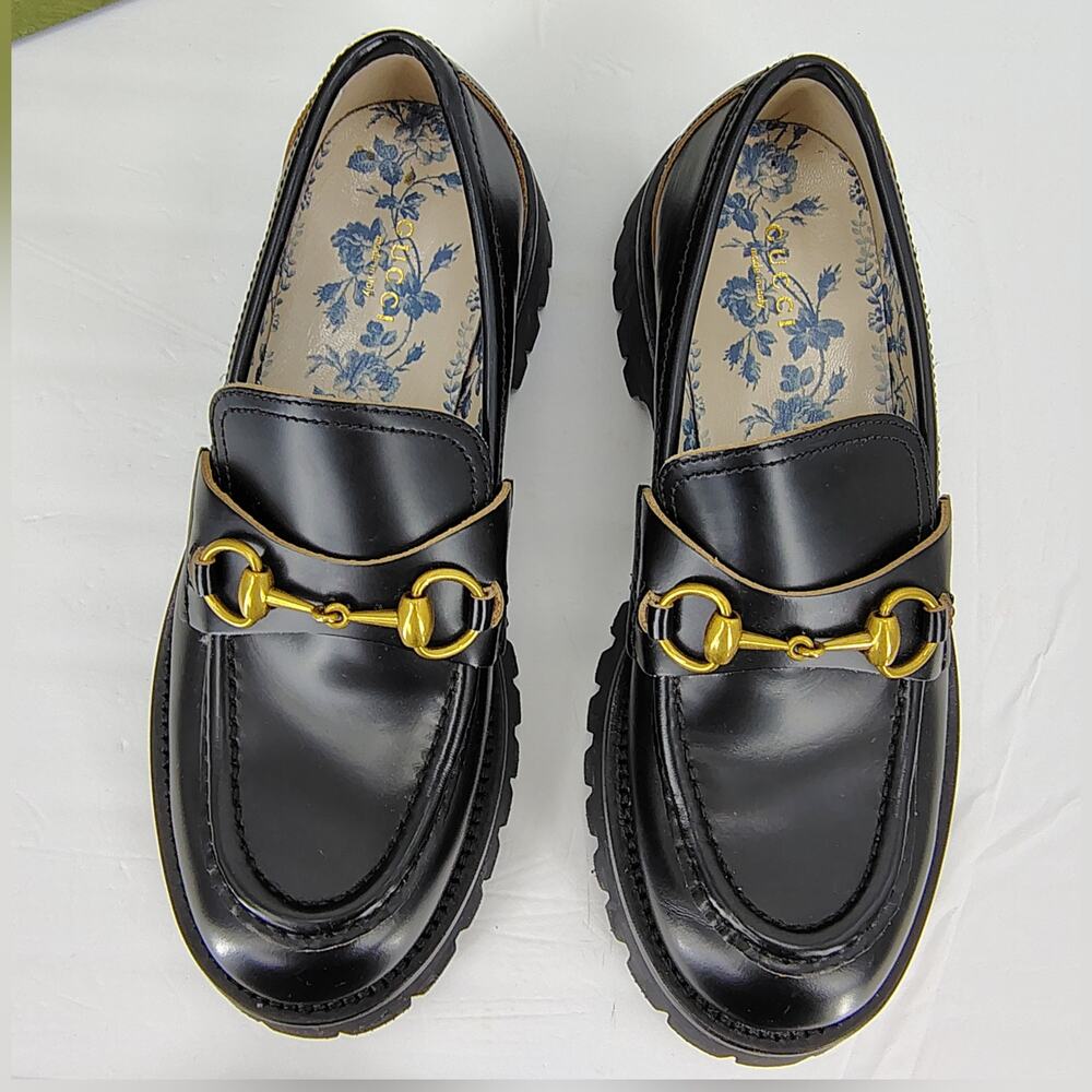 Gucci Harald Horsebit Platform Lug Loafers Bee Embroidery Size 38 - Picture 16 of 16